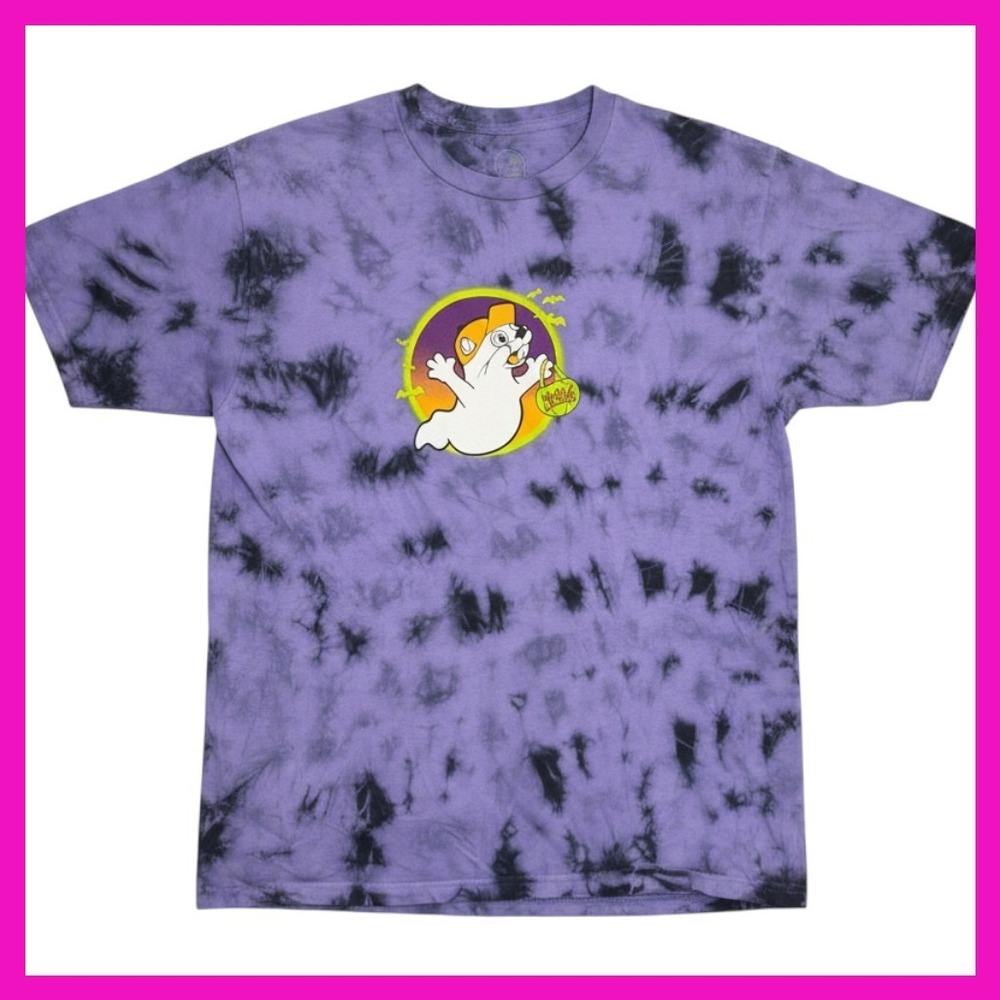 Buc-ees Halloween 2024 Hey Boo Purple Tie Dye Graphic T-Shirt Mens Large